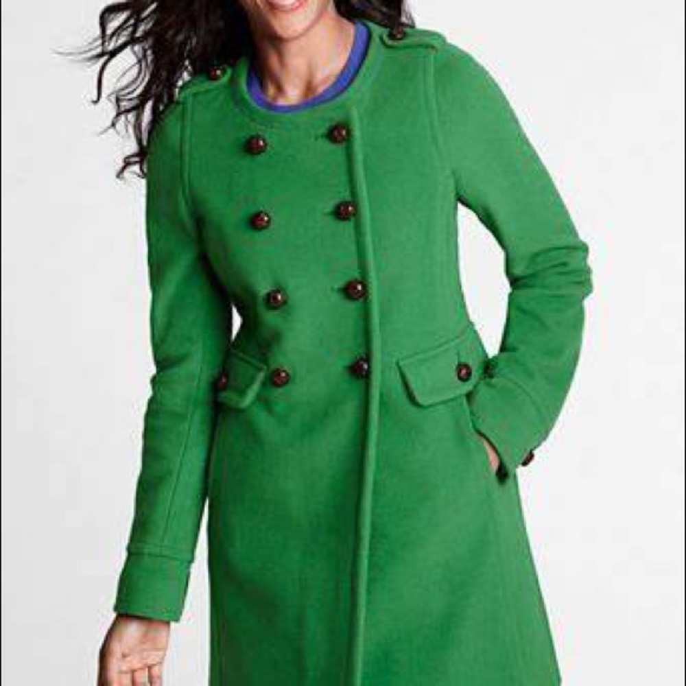 Women’s Lands’ End Luxe Wool Crew Neck Long Coat sz 16